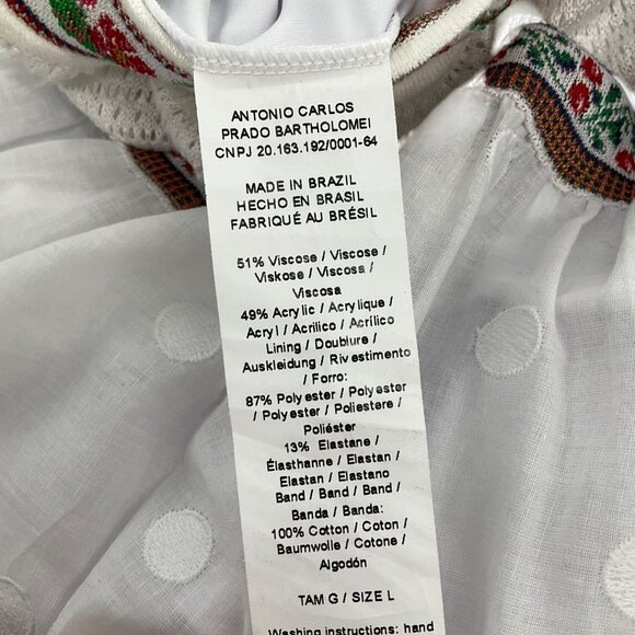 Cecilia Prado White Maxi Skirt Embroidery Swiss Dot Anthropologie Petite L PL - Picture 5 of 9